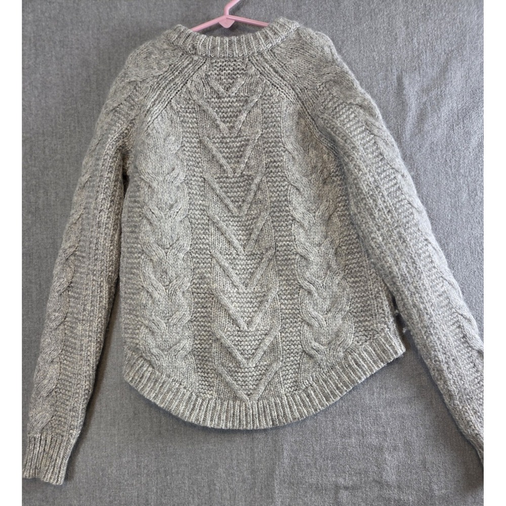 MARINE LAYER XS Sweater Chunky Cable Knit Crewneck Fisherman Gray Wool Blend